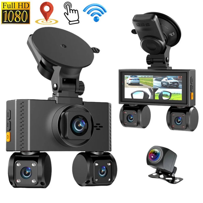 W3 WiFi 4 Channel Dash Cam 2K Night Vision Quad Lens Car DVR Vehicle Driving Recorder with GPS Module + Step-Down Cable - 5