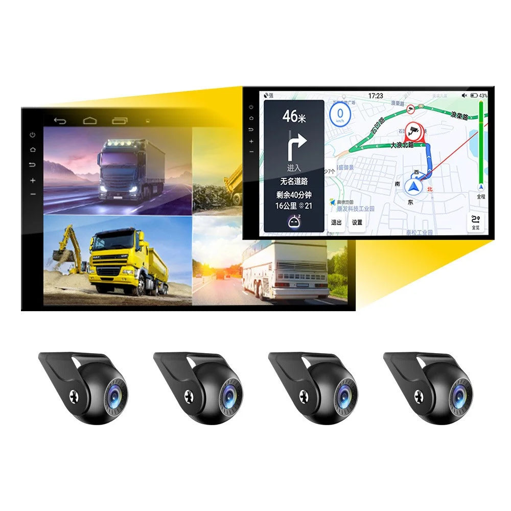 T960P 9 Inch Large Screen Car Driving Recorder 4-Channel Monitoring Dash Cam with F10 Night Vision Backup Camera - 1