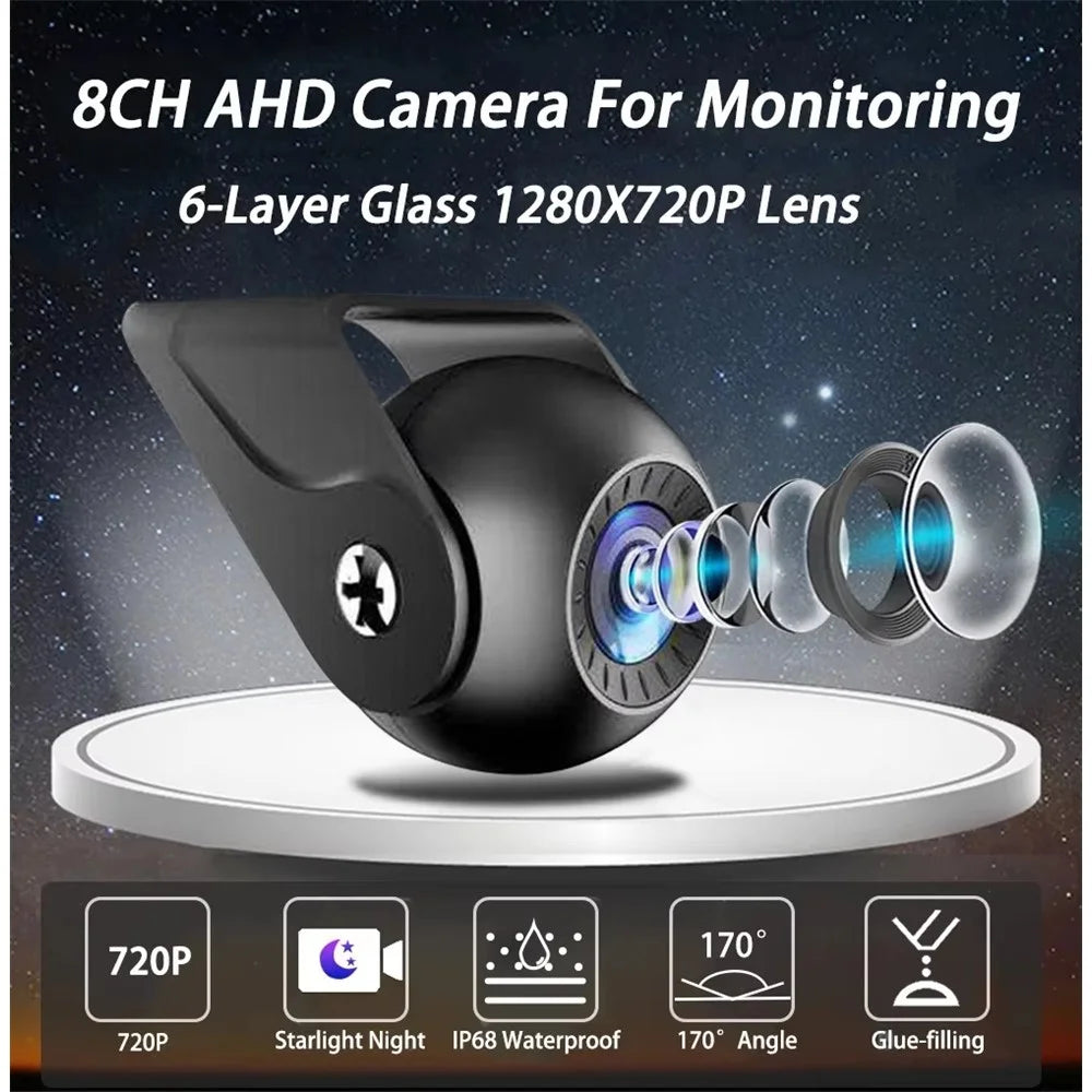 T960P 9 Inch Large Screen Car Driving Recorder 4-Channel Monitoring Dash Cam with F10 Night Vision Backup Camera - 6
