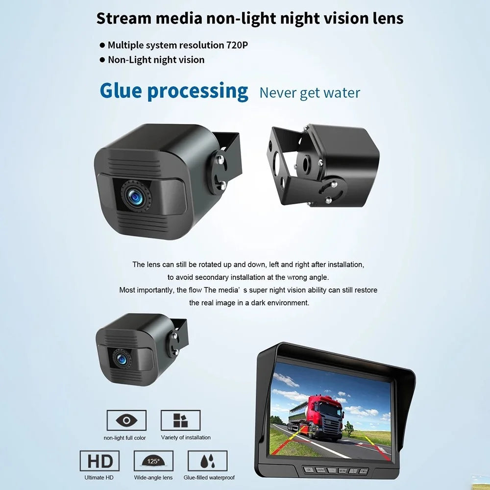 D06PLUS 7 Inch Digital HD Dash Cam Front and Rear Dual Recording DVR Backup Camera System with F19 Camera - 7