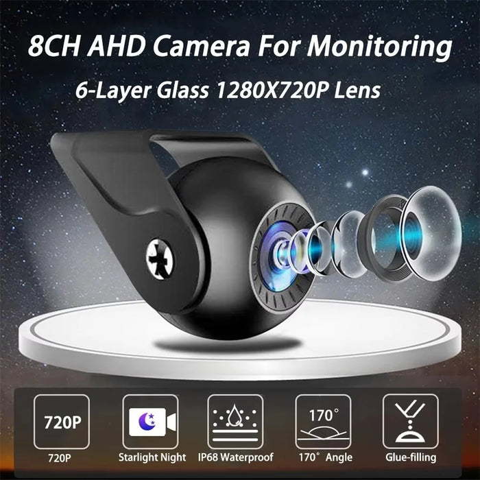 T60PRO 10.1 Inch Large Screen Navigation DVR 6 Channel Monitoring Night Vision Reversing Camera System with F10 Camera - 4