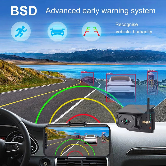 Solar Powered Magnetic BSD HD Camera for Car Truck Dash Cam WiFi Reversing Backup System - 3