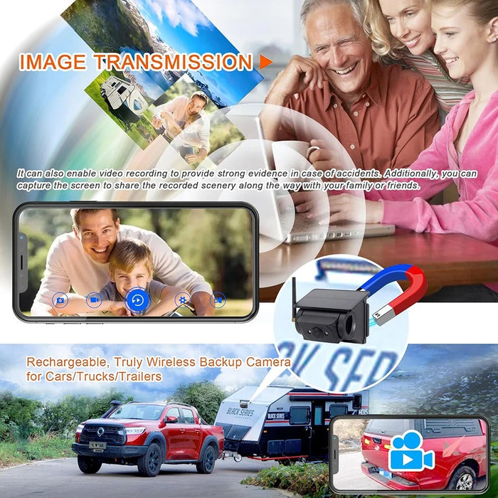Solar Powered Magnetic BSD HD Camera for Car Truck Dash Cam WiFi Reversing Backup System - 5