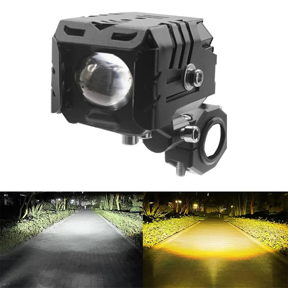 V90 Motorcycle Spotlight 30W IP65 Waterproof Fog Lamp Yellow and White Light Car LED Auxiliary Headlight - 1