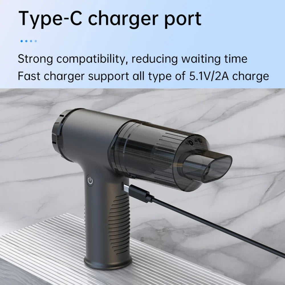 V16D 2 in 1 Car Vacuum Cleaner Powerful Suction Rechargeable Handheld Dust Blower with 7 Nozzles - 5