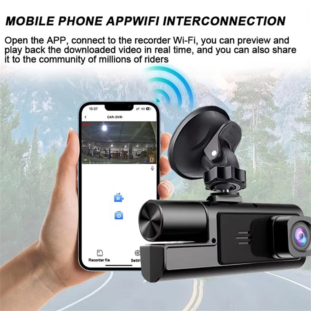 A22 1080P Triple Lens Car Driving Recorder Night Vision WiFi Dash Cam with Rearview Backup Camera - 6