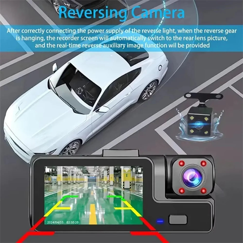 A22 1080P Triple Lens Car Driving Recorder Night Vision WiFi Dash Cam with Rearview Backup Camera - 7