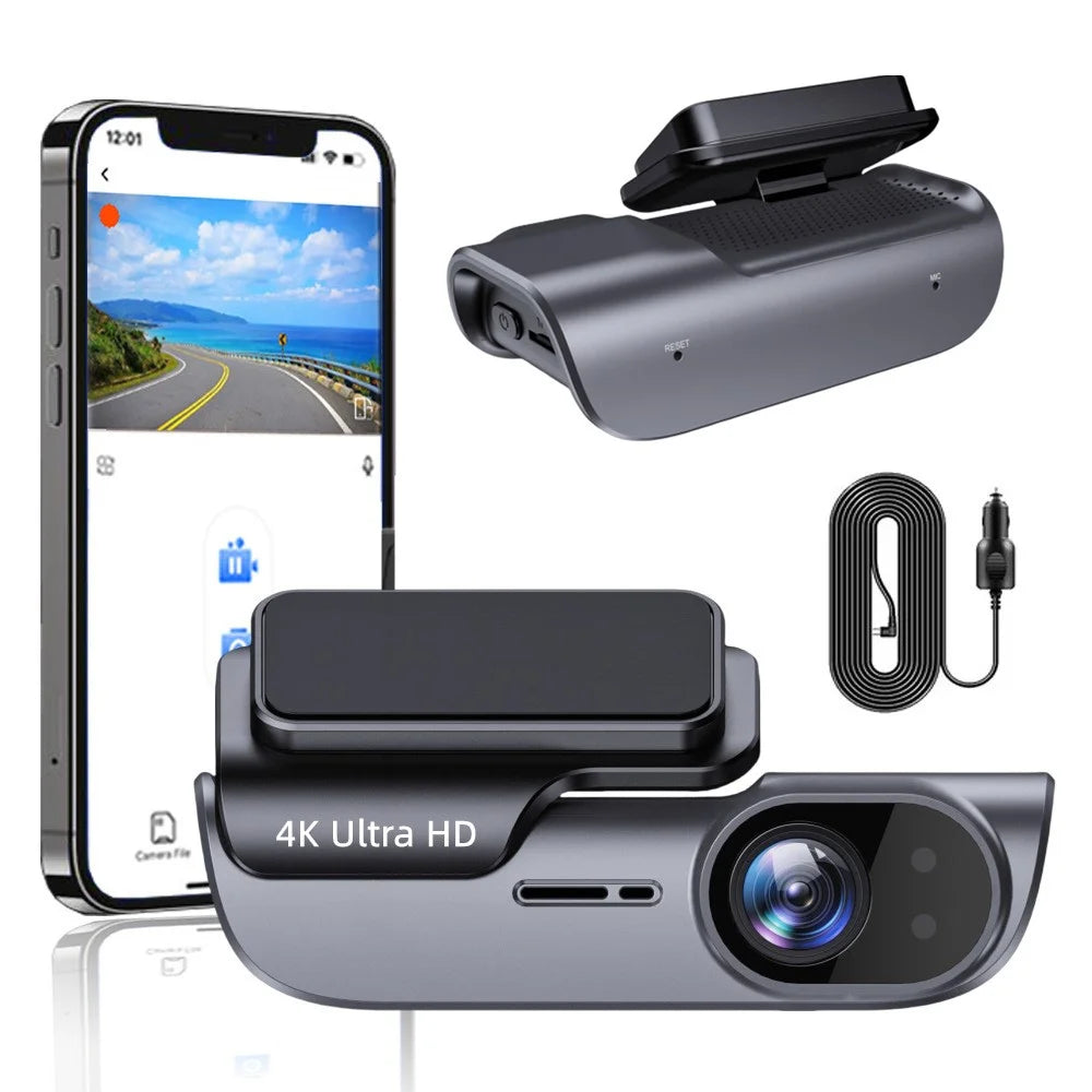K05 4K High Definition WiFi Dash Cam Wide Angle Lens Night Vision Car Driving Recorder, Cigarette Lighter Power - 1