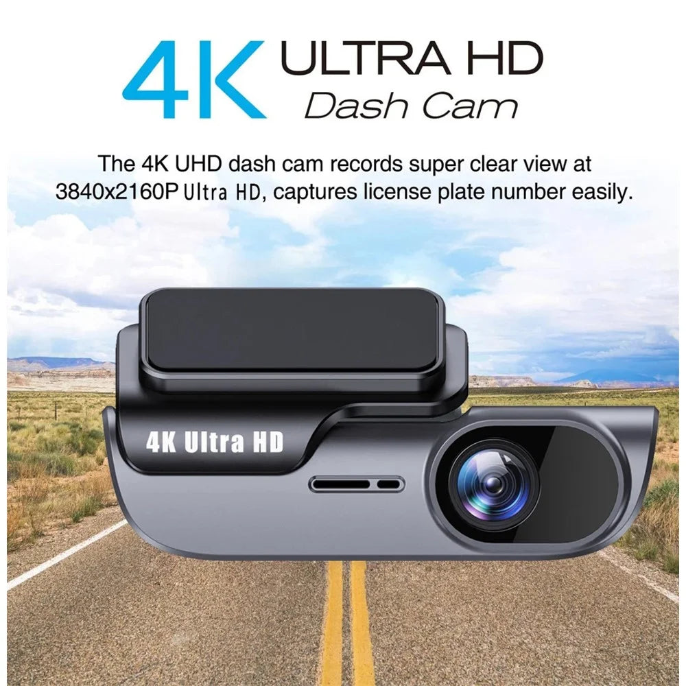 K05 4K High Definition WiFi Dash Cam Wide Angle Lens Night Vision Car Driving Recorder, Cigarette Lighter Power - 5