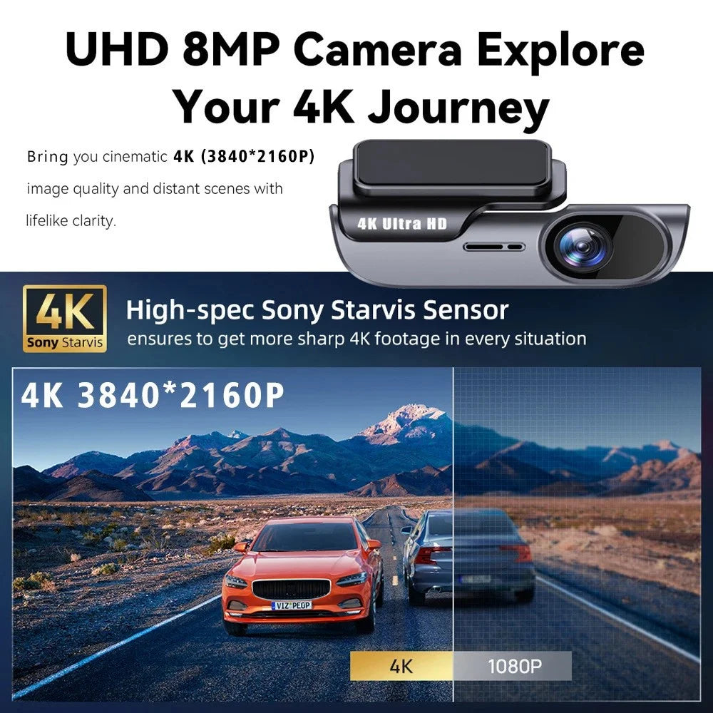 K05 4K High Definition WiFi Dash Cam Wide Angle Lens Night Vision Car Driving Recorder, Cigarette Lighter Power - 6