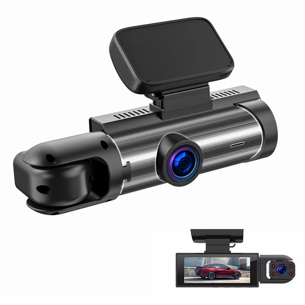 3.16 Inch IPS Screen Dual Lens Dash Cam Front and Inside Recording HD Night Vision Wide Angle Reversing Image Monitor - 1