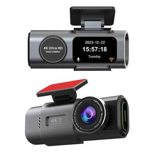 4K + 1080P Dual Lens Dash Cam Ultra Wide Angle Night Vision Front and Rear WiFi Recorder, Car Charger Version - 1