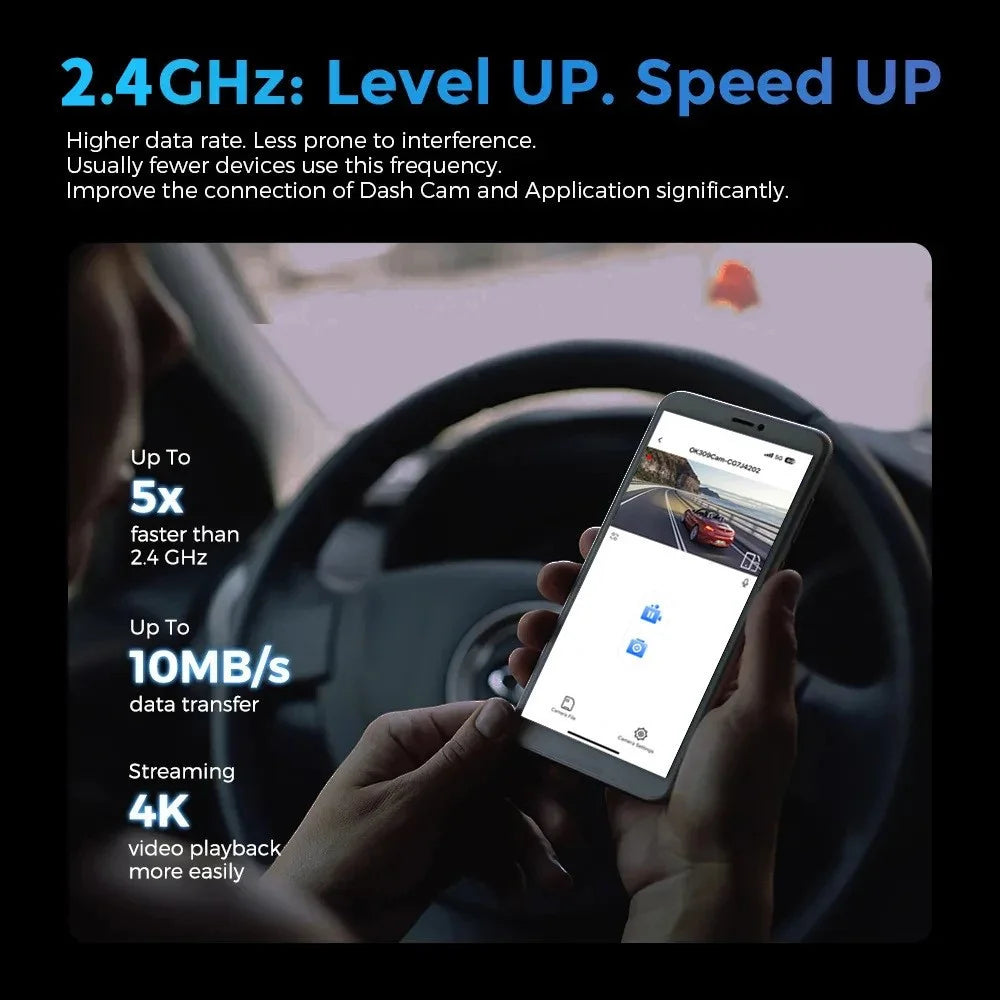 4K + 1080P Dual Lens Dash Cam Ultra Wide Angle Night Vision Front and Rear WiFi Recorder, Car Charger Version - 6