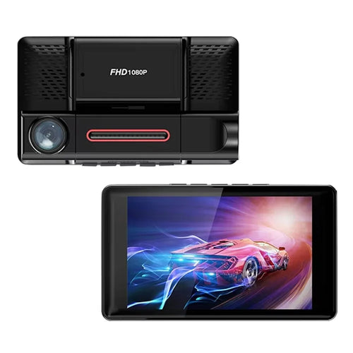 Triple Lnes Car Dash Cam 4 Inch IPS Screen 1080P Front and Rear Camera with Loop Recording - 1