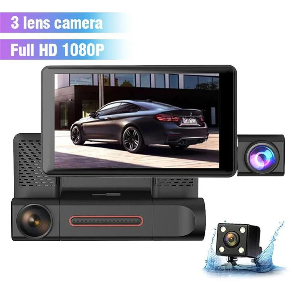 Triple Lnes Car Dash Cam 4 Inch IPS Screen 1080P Front and Rear Camera with Loop Recording - 2