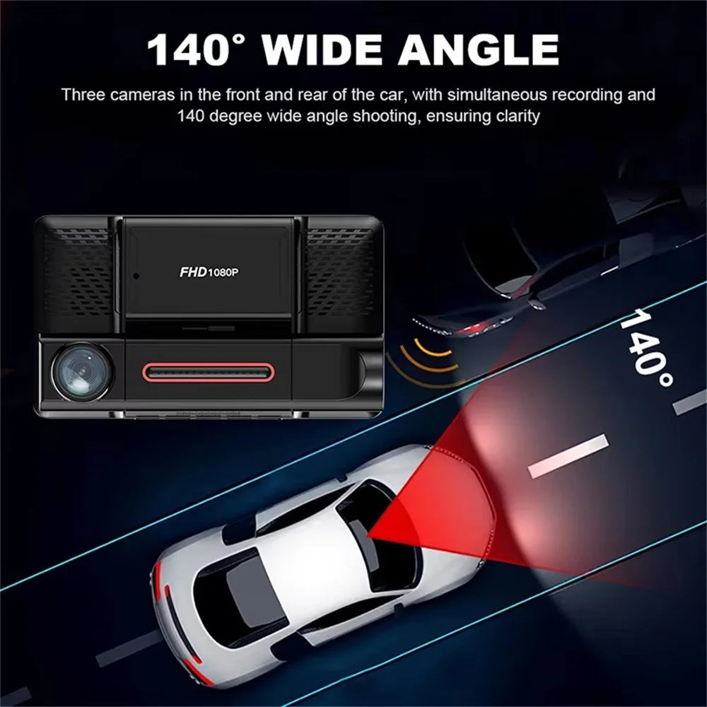 Triple Lnes Car Dash Cam 4 Inch IPS Screen 1080P Front and Rear Camera with Loop Recording - 3