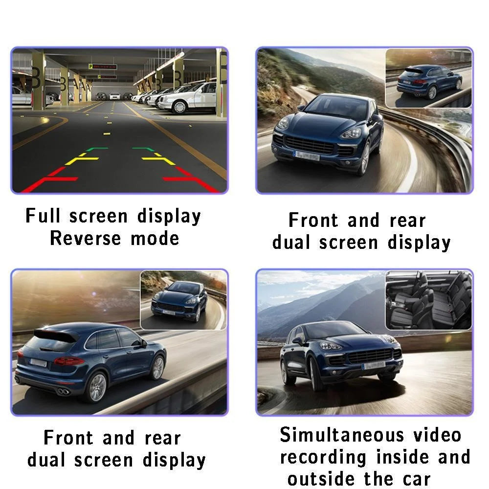 Triple Lnes Car Dash Cam 4 Inch IPS Screen 1080P Front and Rear Camera with Loop Recording - 6