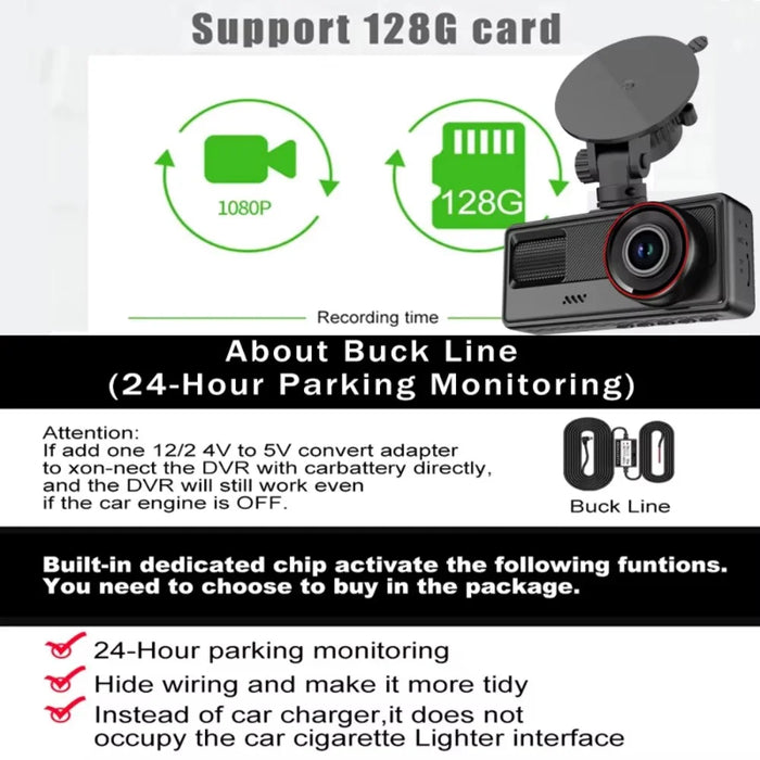HD 1080P Triple Channel Dash Cam Loop Recording WiFi Infrared Night Vision Car DVR - 5