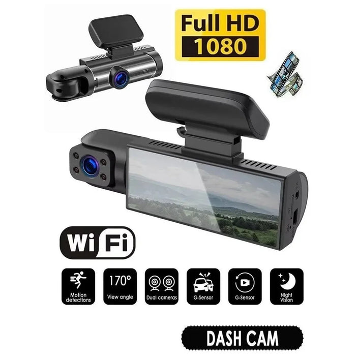 WiFi HD Dual Lens Dash Cam for Front and Inside Recording Night Vision Wide Angle Reversing Image Recorder - 6