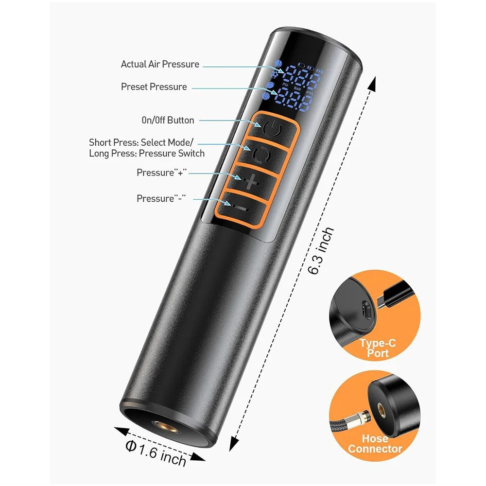 P101 Multifunction Portable Wireless Air Pump Digital Display Car Tire Inflator with LED Light - 6