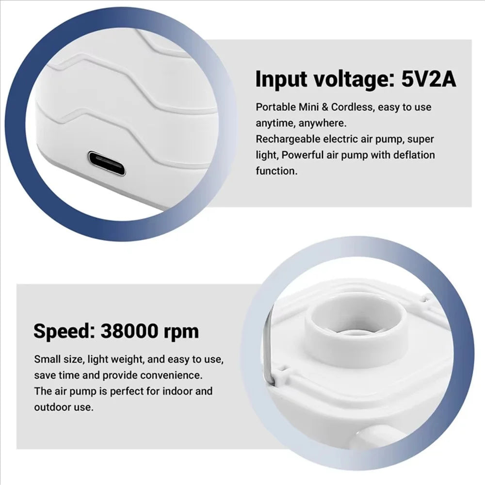 H9728 Portable Wireless Air Pump 35W 3.5kPa Rechargeable Electric Inflator Deflator for Swimming Rings Air Beds - 7