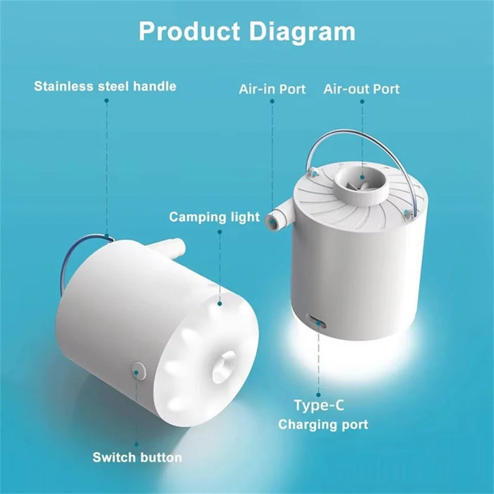 H9725 Portable Wireless Air Pump Rechargeable Electric Inflator Deflator for Swimming Rings / Air Beds - 3