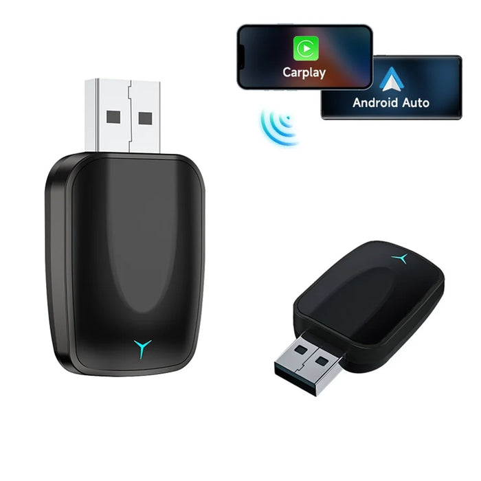 AB051E 2 in 1 CarPlay Android Auto Wireless Adapter Bluetooth-Compatible WiFi Connection USB Dongle - Black - 4