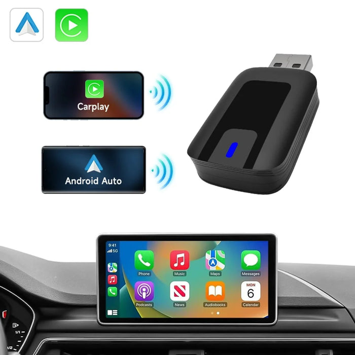 AB025-E CarPlay Android Auto 2 in 1 Wireless Adapter Bluetooth-Compatible WiFi Wired to Wireless Car Converter - 2