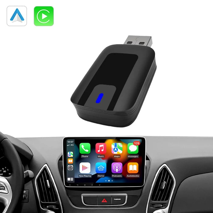 AB025-E CarPlay Android Auto 2 in 1 Wireless Adapter Bluetooth-Compatible WiFi Wired to Wireless Car Converter - 3