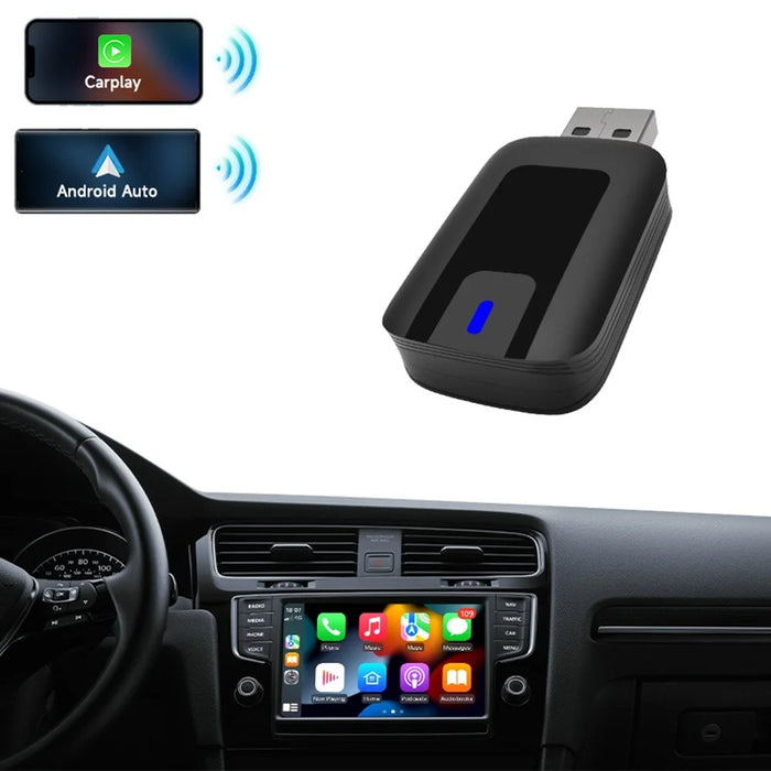 AB025-E CarPlay Android Auto 2 in 1 Wireless Adapter Bluetooth-Compatible WiFi Wired to Wireless Car Converter - 5