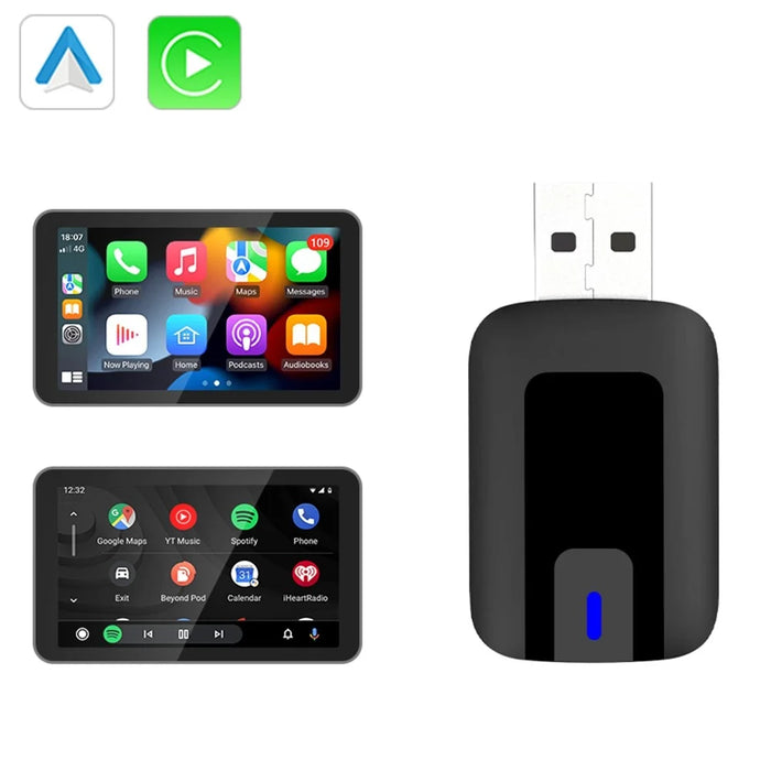 AB025-E CarPlay Android Auto 2 in 1 Wireless Adapter Bluetooth-Compatible WiFi Wired to Wireless Car Converter - 6