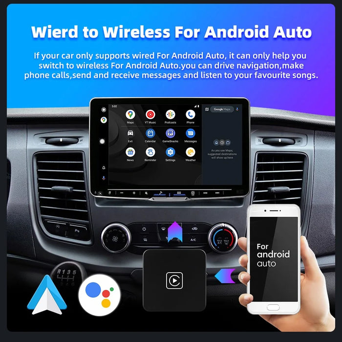 EC04 CarPlay Android Auto 2 in 1 Wireless Adapter Car Wired Systems Upgrade Smart Box - Black - 6