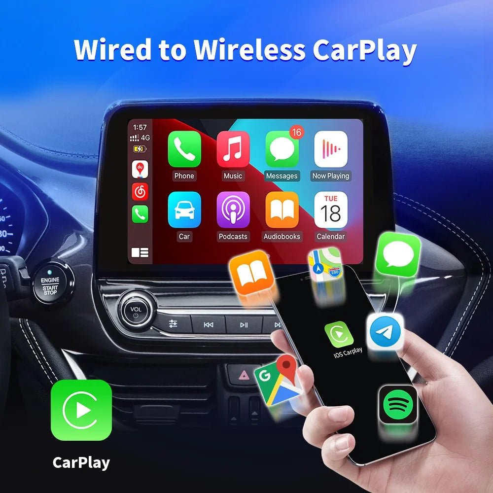 EC04-B Carplay Android Auto Wired to Wireless Adapter Car Converter Box - 7