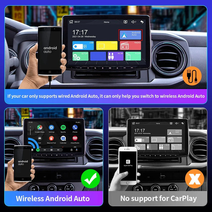 EC05-C CarPlay Android Auto Adapter Wired to Wireless Converter 2 in 1 Car Connectivity Box - 7