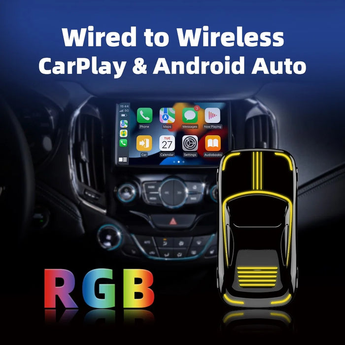 EC07Pro USB CarPlay Android Auto 2 in 1 Smart Box Wired to Wireless Car Connectivity Converter with Ambient Light - 2