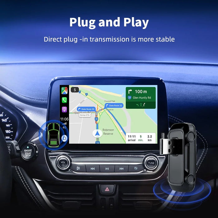 EC07Pro USB CarPlay Android Auto 2 in 1 Smart Box Wired to Wireless Car Connectivity Converter with Ambient Light - 7