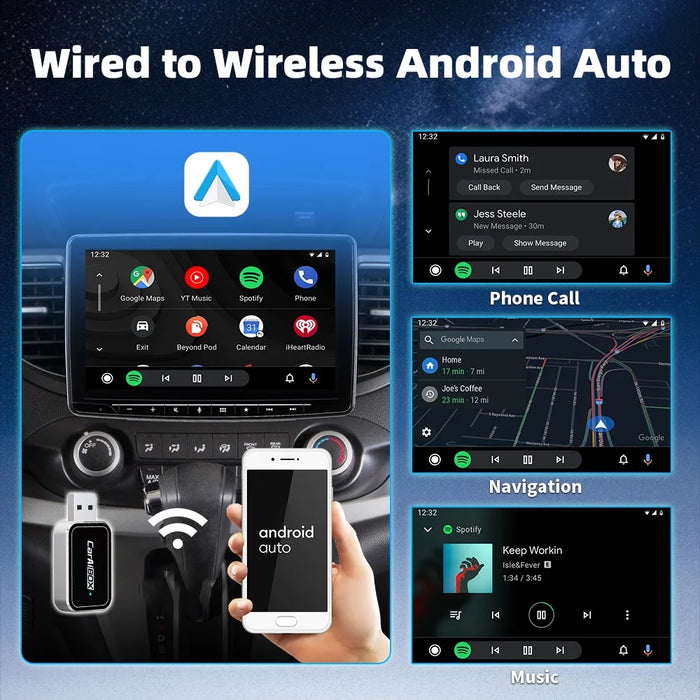 EC09-SI-C USB Mini Wired to Wireless CarPlay Android Auto Adapter 2 in 1 Car Connectivity Box - Silver - 4