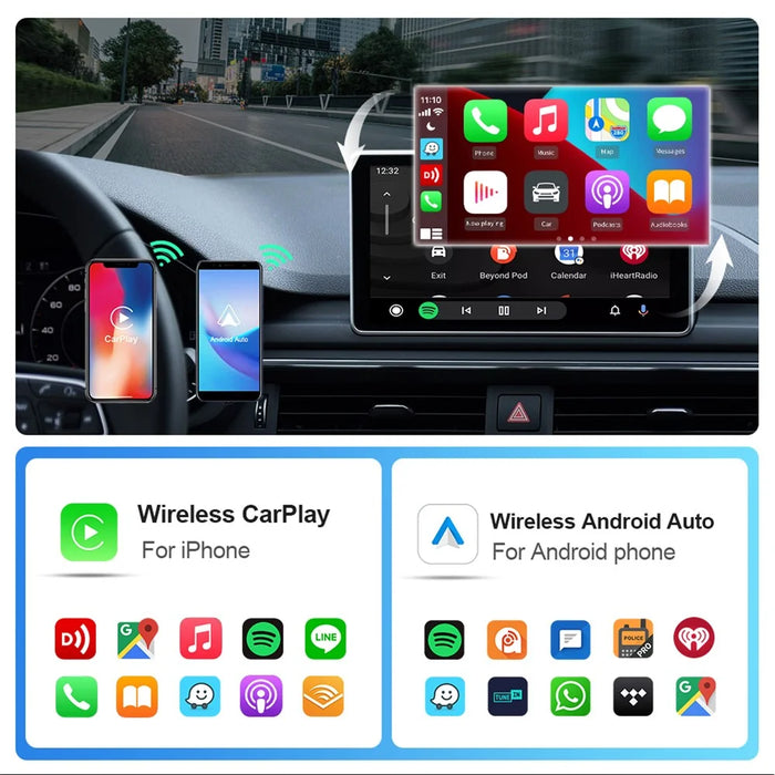 EC09-SI-C USB Mini Wired to Wireless CarPlay Android Auto Adapter 2 in 1 Car Connectivity Box - Silver - 5