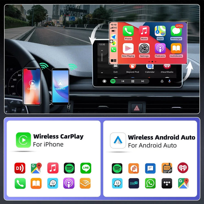 EC09-X-C Carplay Android Auto Box 2 in 1 Wired to Wireless Vehicle Connectivity Converter - 7