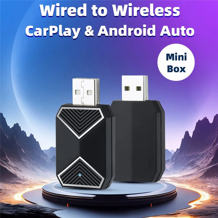 EC10-C USB Mini Wired to Wireless CarPlay Box Android Auto 2 in 1 Car Connectivity Hub - 7