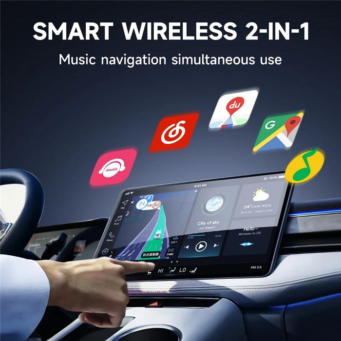 CarPlay Android Auto Wireless Adapter Mini USB Dongle with Lanyard 2 in 1 Car Connectivity Box - 2