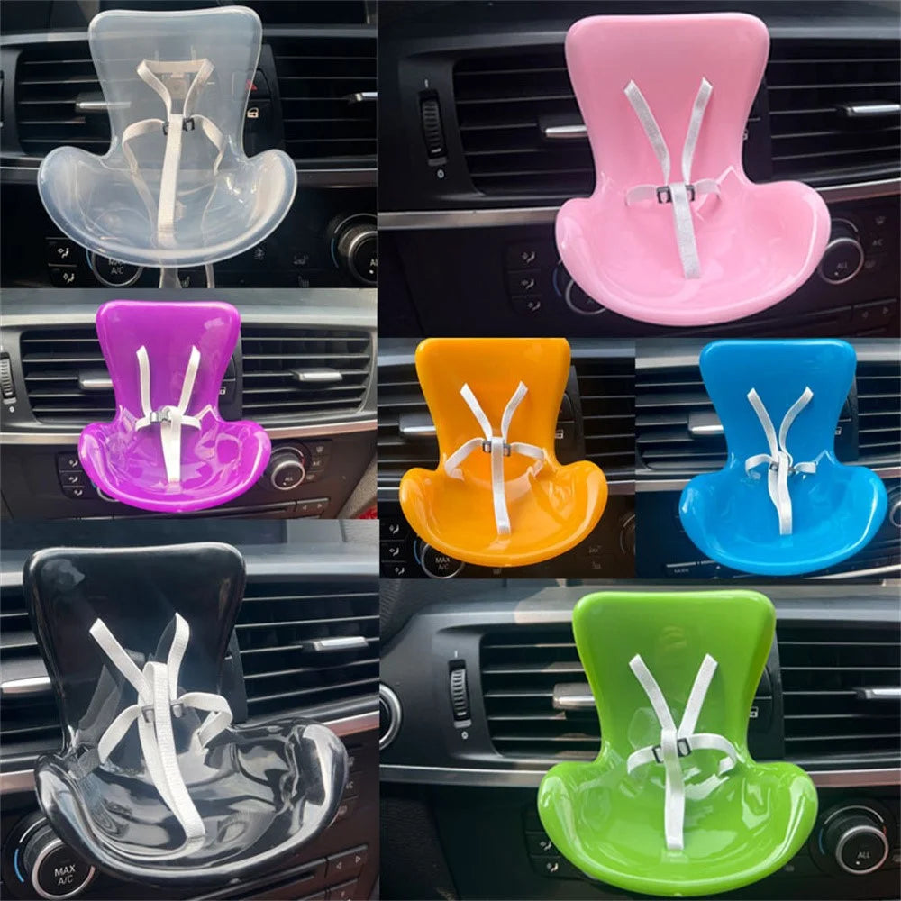 For Labubu Mini Plush Doll Safety Seat Car Air Outlet Mount Ornament Interior Decoration - Pink - 6