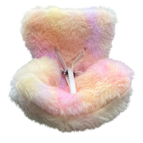 For Labubu Plush Doll Furry Car Vent Clip Holder Safety Seat 15-17cm Mini Figurines Display Stand - Pink+Yellow+Purple - 1