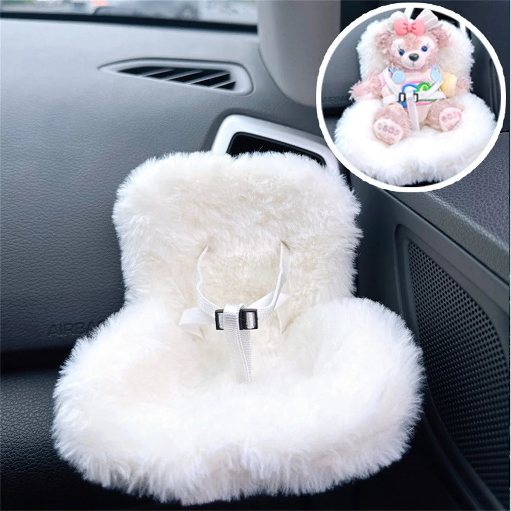 For Labubu Plush Doll Furry Car Vent Clip Holder Safety Seat 15-17cm Mini Figurines Display Stand - Pink+Yellow+Purple - 5