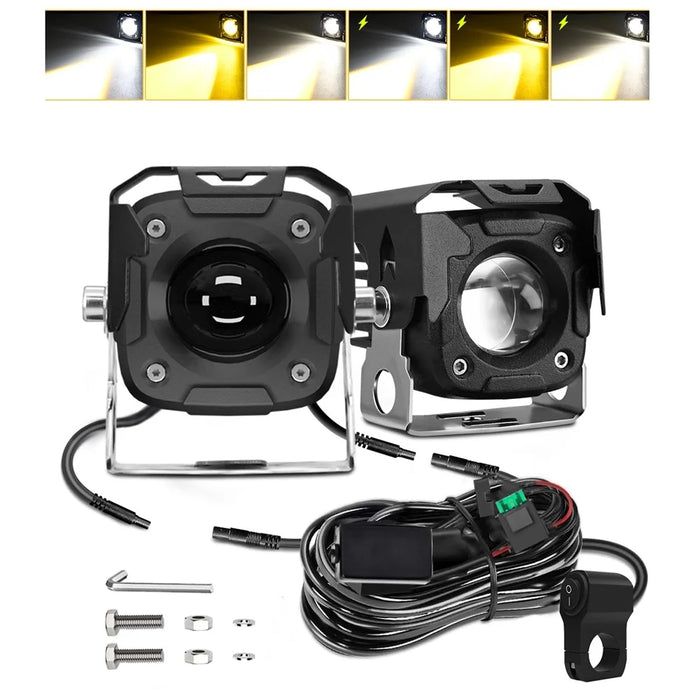 SK1 PRO 2Pcs 6 Modes LED Motorcycle Headlight High Low Beam Electric Bike Spotlight Headlamp - 2