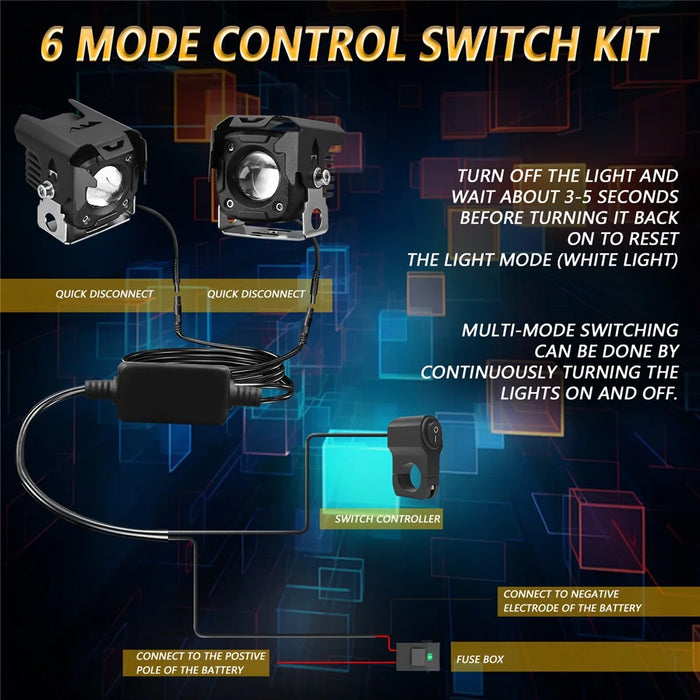 SK1 PRO 2Pcs 6 Modes LED Motorcycle Headlight High Low Beam Electric Bike Spotlight Headlamp - 5