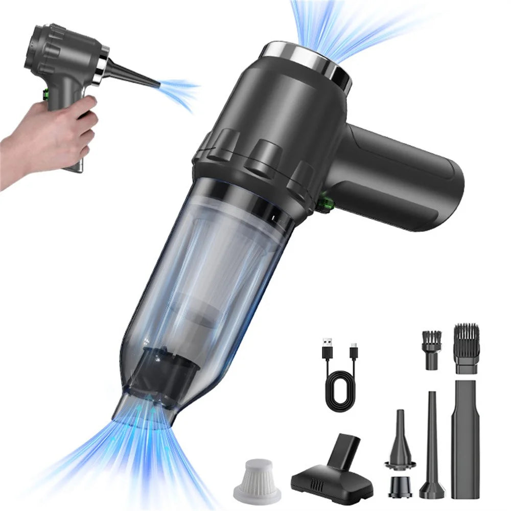 16KPa Powerful Suction Wireless Car Vacuum Cleaner Rechargeable Portable Handheld Dust Blower - Black+Silver - 1