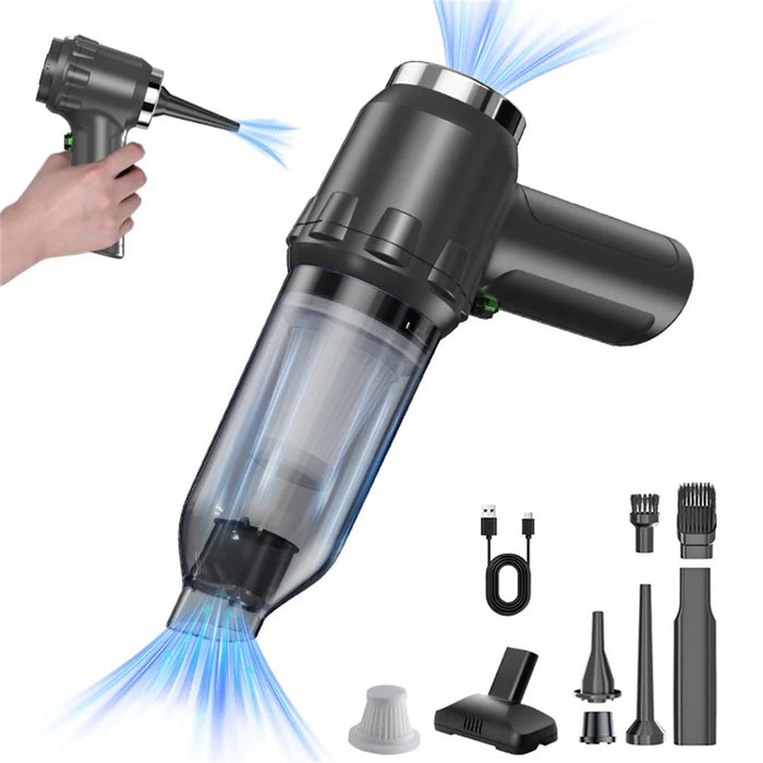 16KPa Powerful Suction Wireless Car Vacuum Cleaner Rechargeable Portable Handheld Dust Blower - Black+Silver - 1