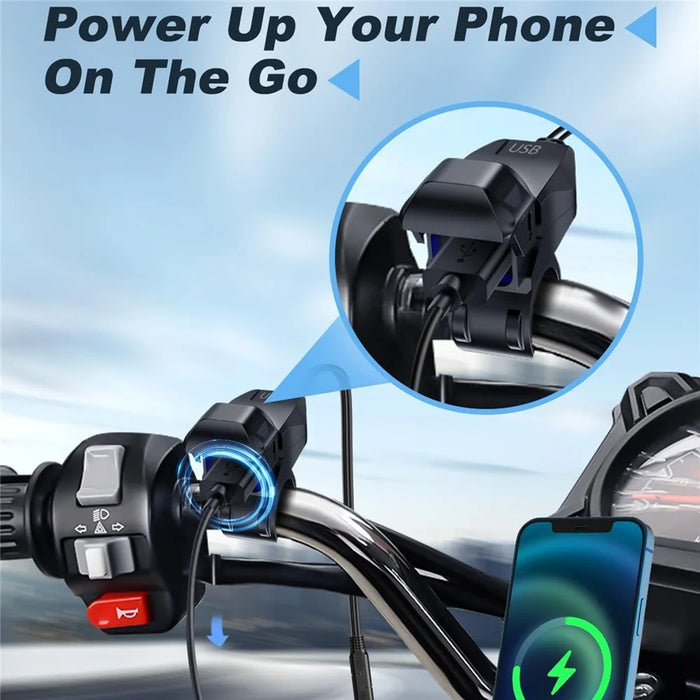 18W 5V / 3A Motorcycle Handlebar USB Charger IP66 Waterproof SAE to USB Fast Charging Adapter - 7