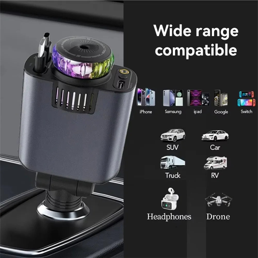 D1 Red Light Multifunction PD 45W Car Charger with iP  /  Type C Retractable Cable Star Projector Aromatherapy Diffuser - 4
